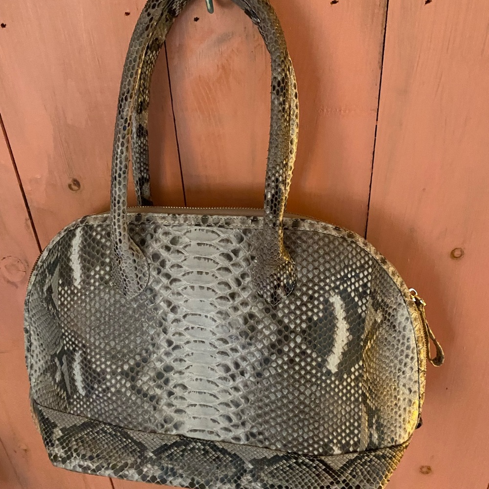 Nwot Genuine Python Tote 12x11x5 - image 3